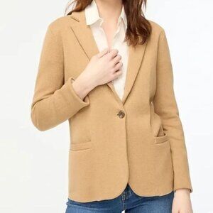 J. Crew Factory Schoolboy Sweater Blazer, Knit Cotton, Tan - Women Medium